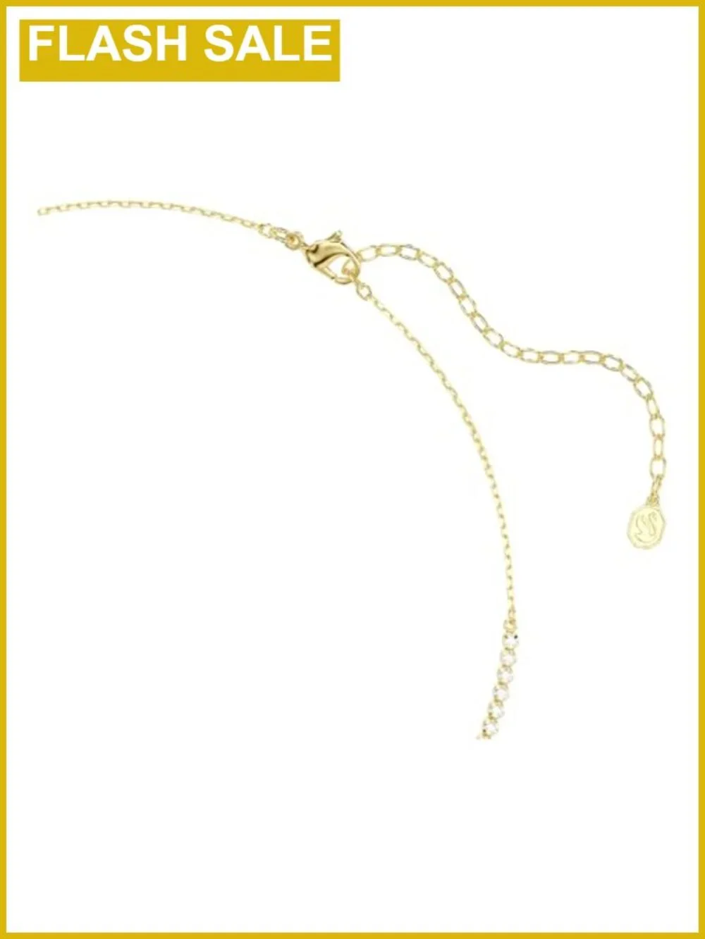 Swarovski Zirconia V-Shape Pendant Necklace 18K Gold Finish Cup Chain Adjustable